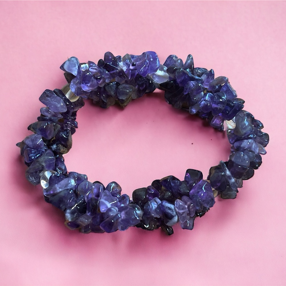 Purple Amethyst Chip Stretch Bracelet - Picture 1 of 2